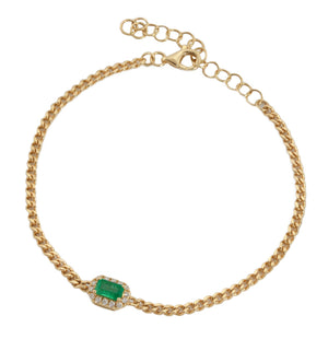 (3 x 5 mm) Emerald & 2mm Diamond Bracelet BR41785