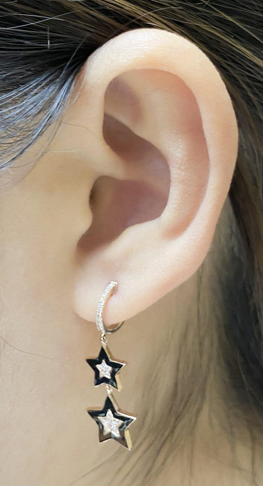 Enamel Diamond Earrings E40618 - Cometai