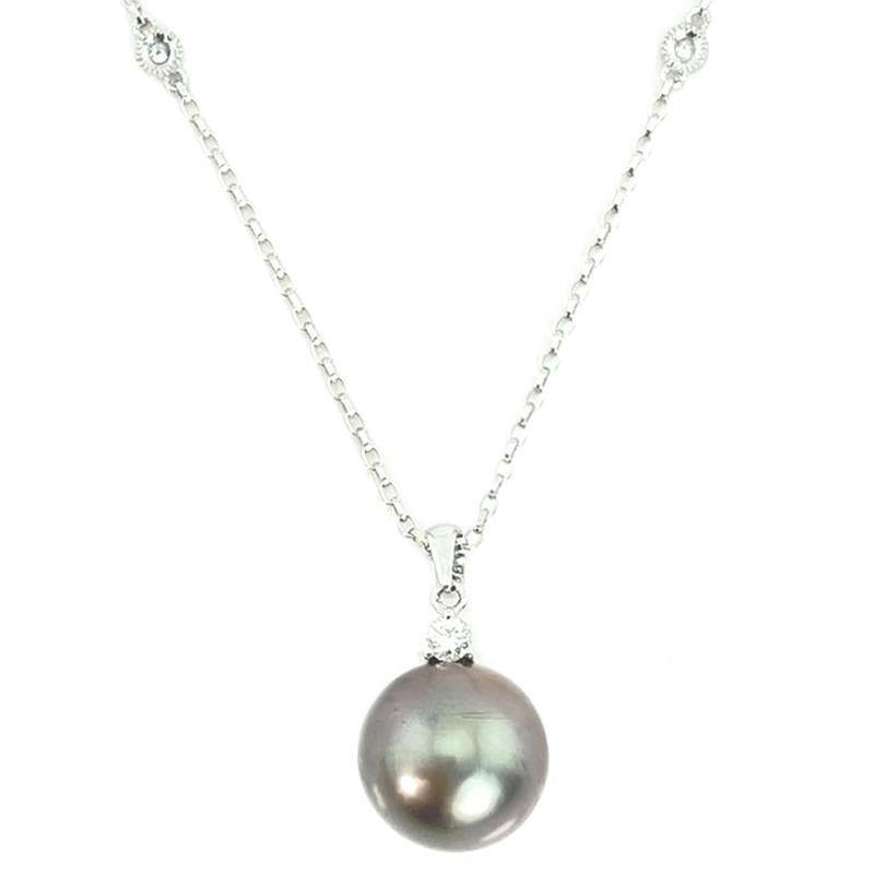 11mm Pearl & Diamond Necklace NL31961 - Cometai