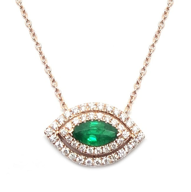 ( 4 x 8 mm ) Emerald & Diamond Necklace NL39720