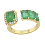 ( 4 X 6 mm + 5 x 7 mm ) Emerald & Diamond Ring R40810