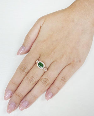 ( 6 x 8 mm ) Emerald & Diamond Ring R41152
