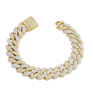 
                
                    Load image into Gallery viewer, 13mm Diamond Cuban Two Tone Bracelet BR39987
                
            