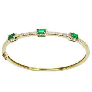( 3 x 5 mm ) Emerald & Diamond Bracelet BR41221