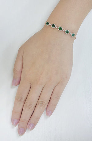 
                
                    Load image into Gallery viewer, ( 4 x 5 mm ) Emerald &amp;amp; Diamond Bracelet BR41232
                
            
