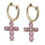 Pink Sapphire Cross Earrings E38855