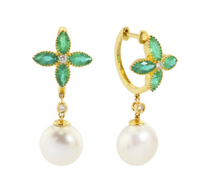 
                
                    Load image into Gallery viewer, Gemstone &amp;amp; Pearl Earrings E41045
                
            