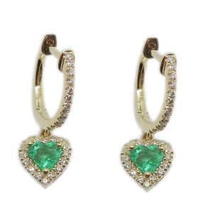 Emerald & Diamond Heart Earrings E41629