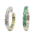 Two Tone Emerald & Diamond Huggies E41640