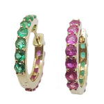 Emerald & Pink Sapphire Huggies E41640