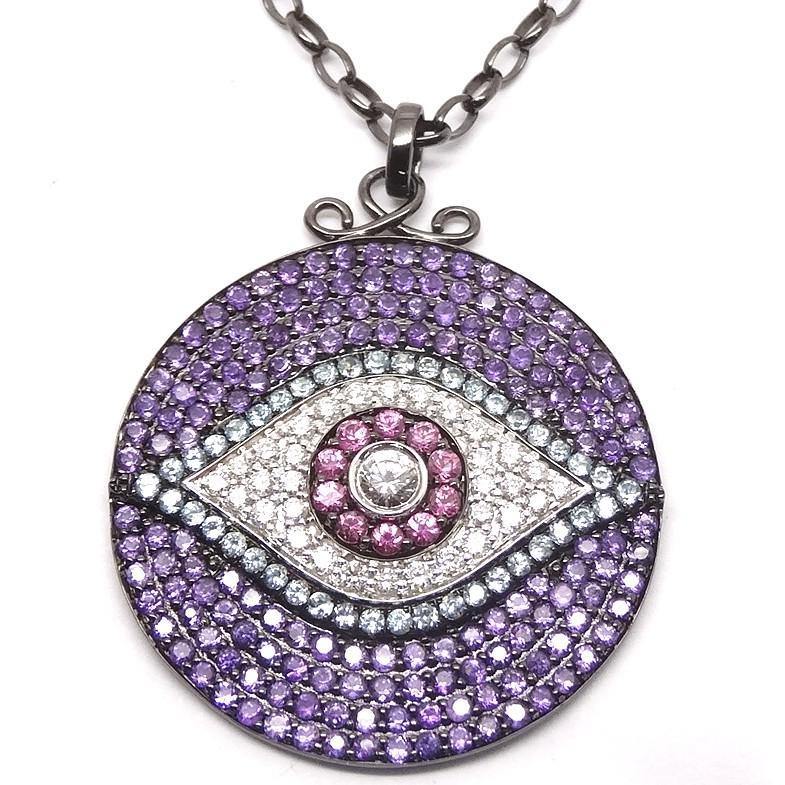 
                
                    Load image into Gallery viewer, Gemstone &amp;amp; Diamond Necklace NL37712 - Cometai
                
            