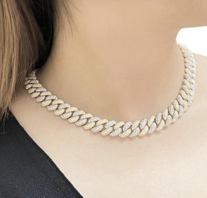 
                
                    Load image into Gallery viewer, 13mm Diamond Cuban Two Tone Necklace NL39987
                
            