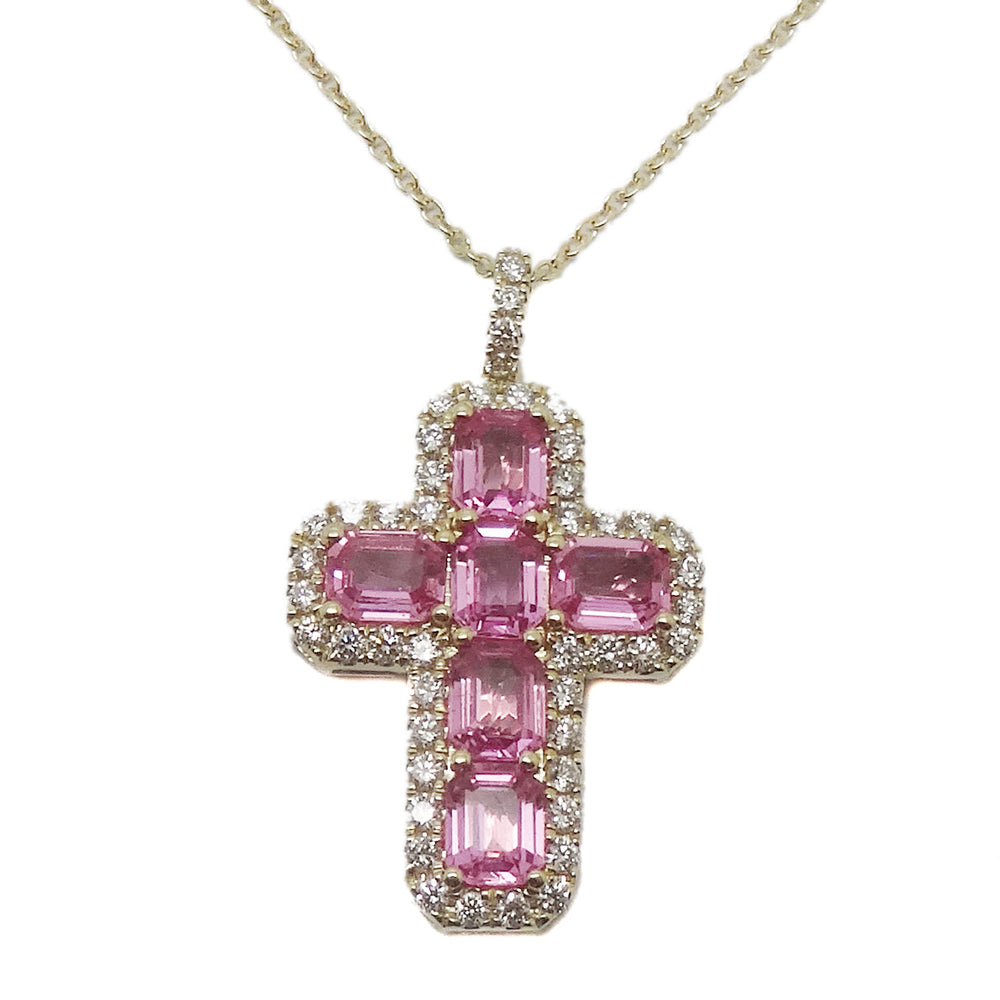 Gemstone & Diamond Cross Necklace NL40741