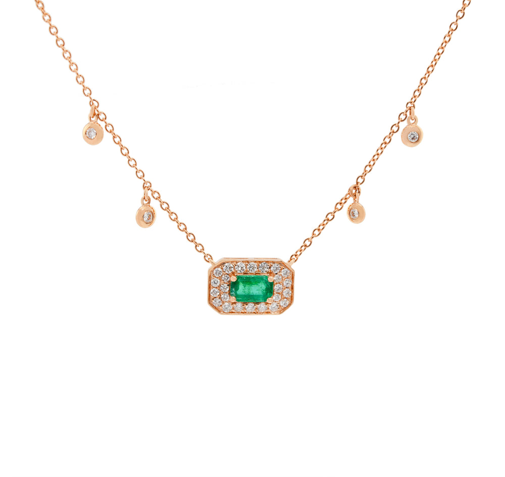 
                
                    Load image into Gallery viewer, ( 4 x 6 mm ) Emerald &amp;amp; Diamond Necklace NL40865
                
            