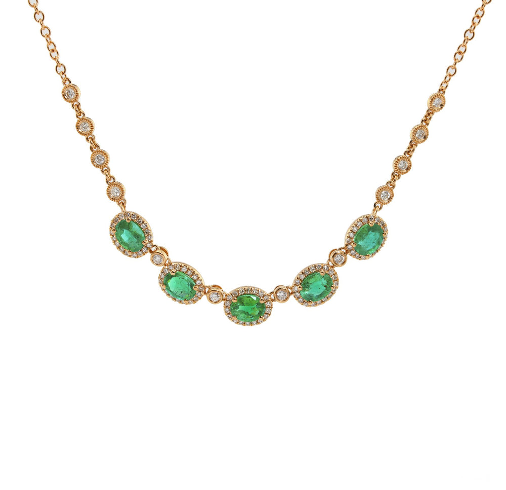 
                
                    Load image into Gallery viewer, ( 4 x 5 mm ) Emerald &amp;amp; Diamond Necklace NL41232
                
            