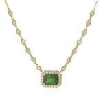 ( 6 x 8 mm ) Emerald & Diamond Necklace NL41241