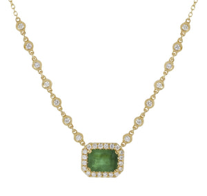 
                
                    Load image into Gallery viewer, ( 6 x 8 mm ) Emerald &amp;amp; Diamond Necklace NL41241
                
            