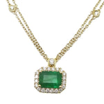 ( 6 x 8 mm ) Emerald & Diamond Necklace NL41269
