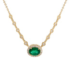 (6mm * 8mm) Emerald & Diamond Necklace NL41454