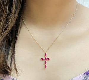 
                
                    Load image into Gallery viewer, Gemstone Cross Necklace NL41645
                
            