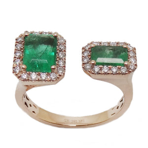 
                
                    Load image into Gallery viewer, ( 4 x 6 mm + 5 x 7 mm ) Emerald &amp;amp; Diamond Ring R39744
                
            