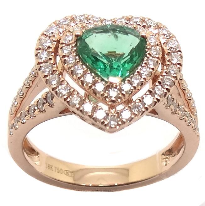 ( 6 x 7 mm ) Emerald & Diamond Ring R39929