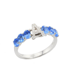 interchangeable Initial Gemstone Ring R40176 - Cometai