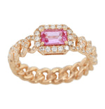 ( 4 x 6 mm ) Pink Sapphire & Diamond Cuban Ring R41151