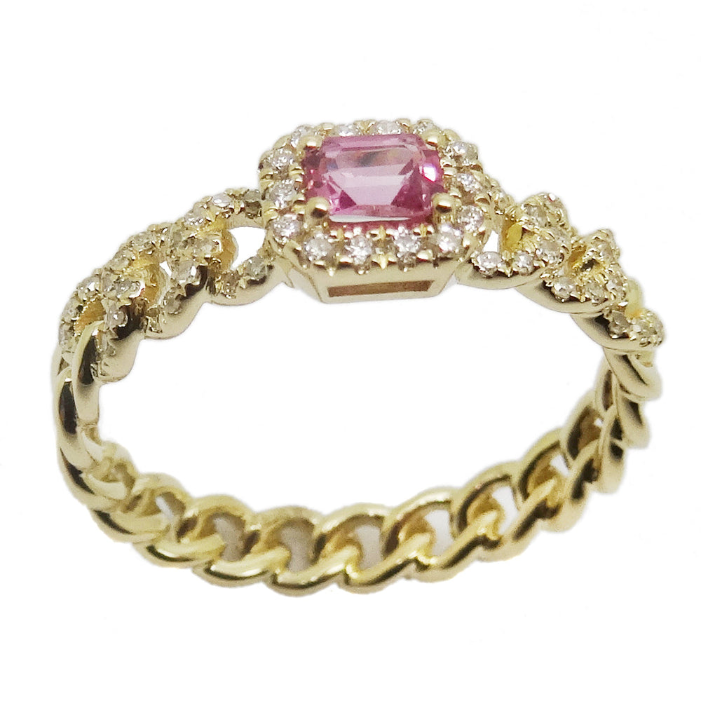 Pink Sapphire & Diamond Cuban Ring R41151
