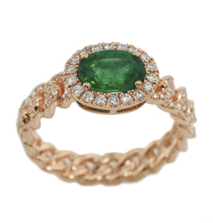 
                
                    Load image into Gallery viewer, ( 6 x 8 mm ) Emerald &amp;amp; Diamond Ring R41152
                
            