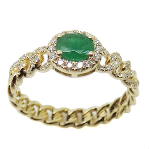 
                
                    Load image into Gallery viewer, (4 x 5 mm) Emerald &amp;amp; Diamond Cuban Ring R41152
                
            