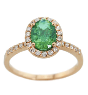 ( 6 x 8 mm ) Emerald & Diamond Ring R41244