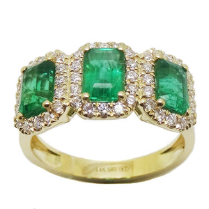 
                
                    Load image into Gallery viewer, ( 4 x 6 mm ) Emerald &amp;amp; Diamond Ring R41309
                
            