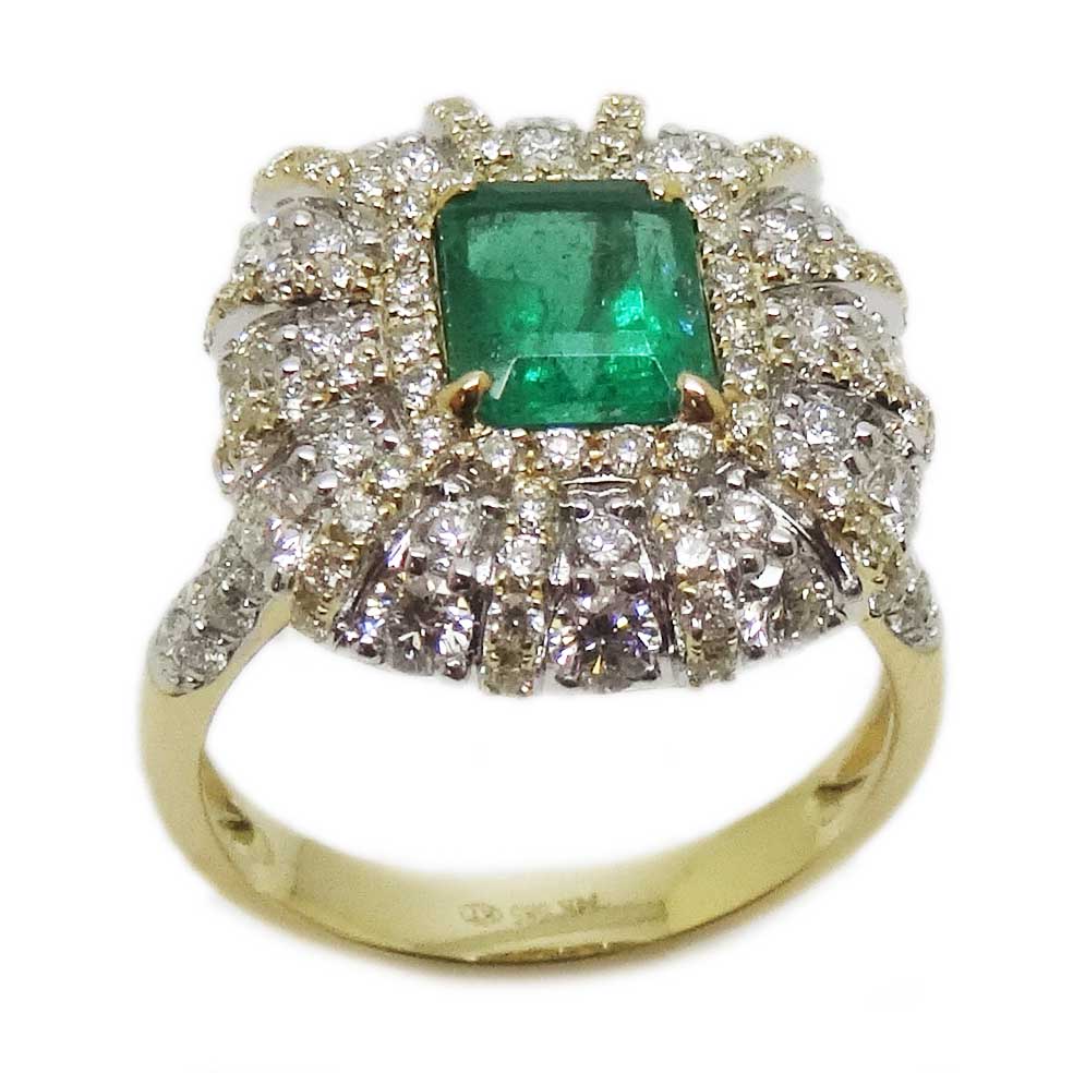 
                
                    Load image into Gallery viewer, Emerald &amp;amp; Diamond Ring R42314Y4EM-6.5
                
            