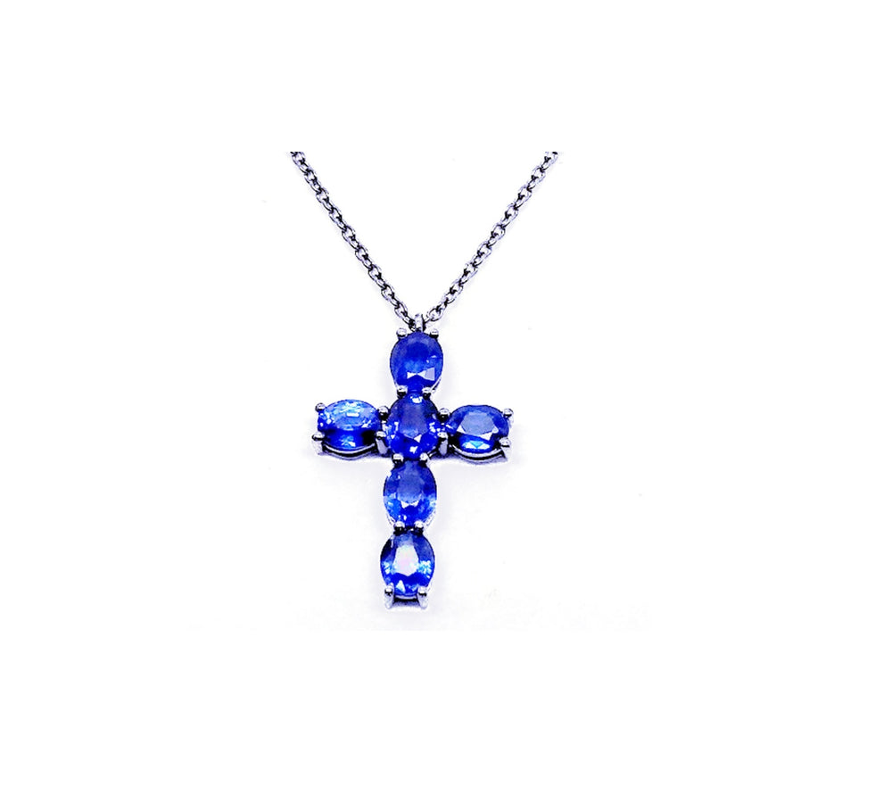 ( 3 x 5 mm ) Blue Topaz Necklace NL38854